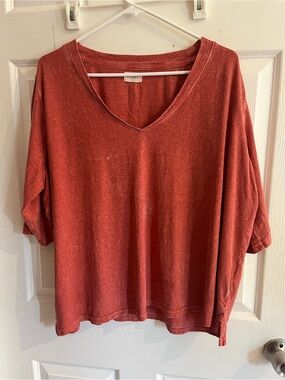 Poetry Women Tshirt Red Short Sleeve Hemp Organic Cotton size US 18